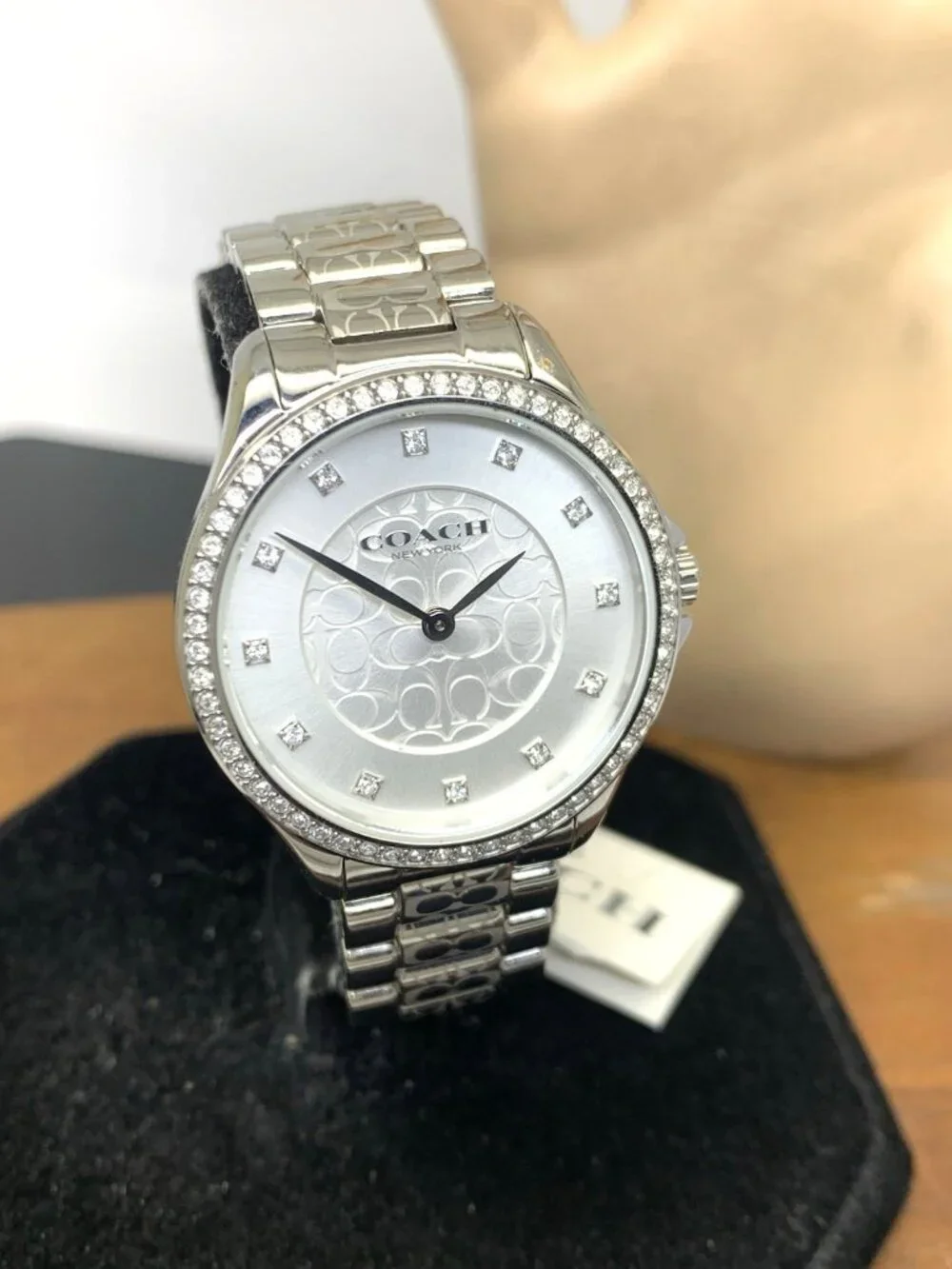 Coach Womens Watch 14503503 Astor Quartz Gemmed Silver Dial Stainless Steel 31mm